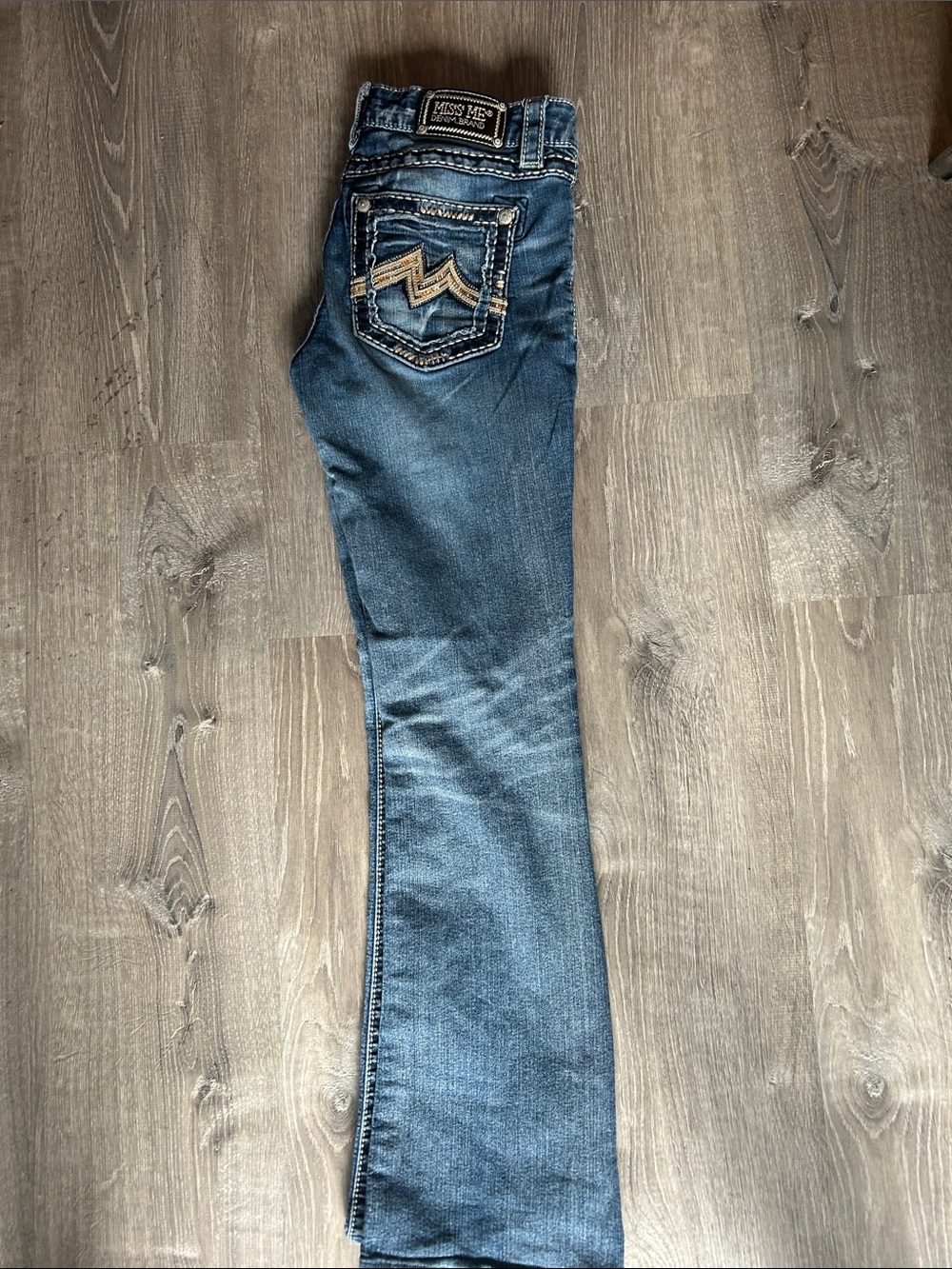 Miss Me Dark Blue Bootcut Jeans with Embroidered Pocket